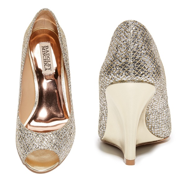 Badgley Mischka Awake Glitter Wedge Pumps - Picture 2 of 7